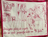 Embroidered kitchen towel at Ethnographic Museum